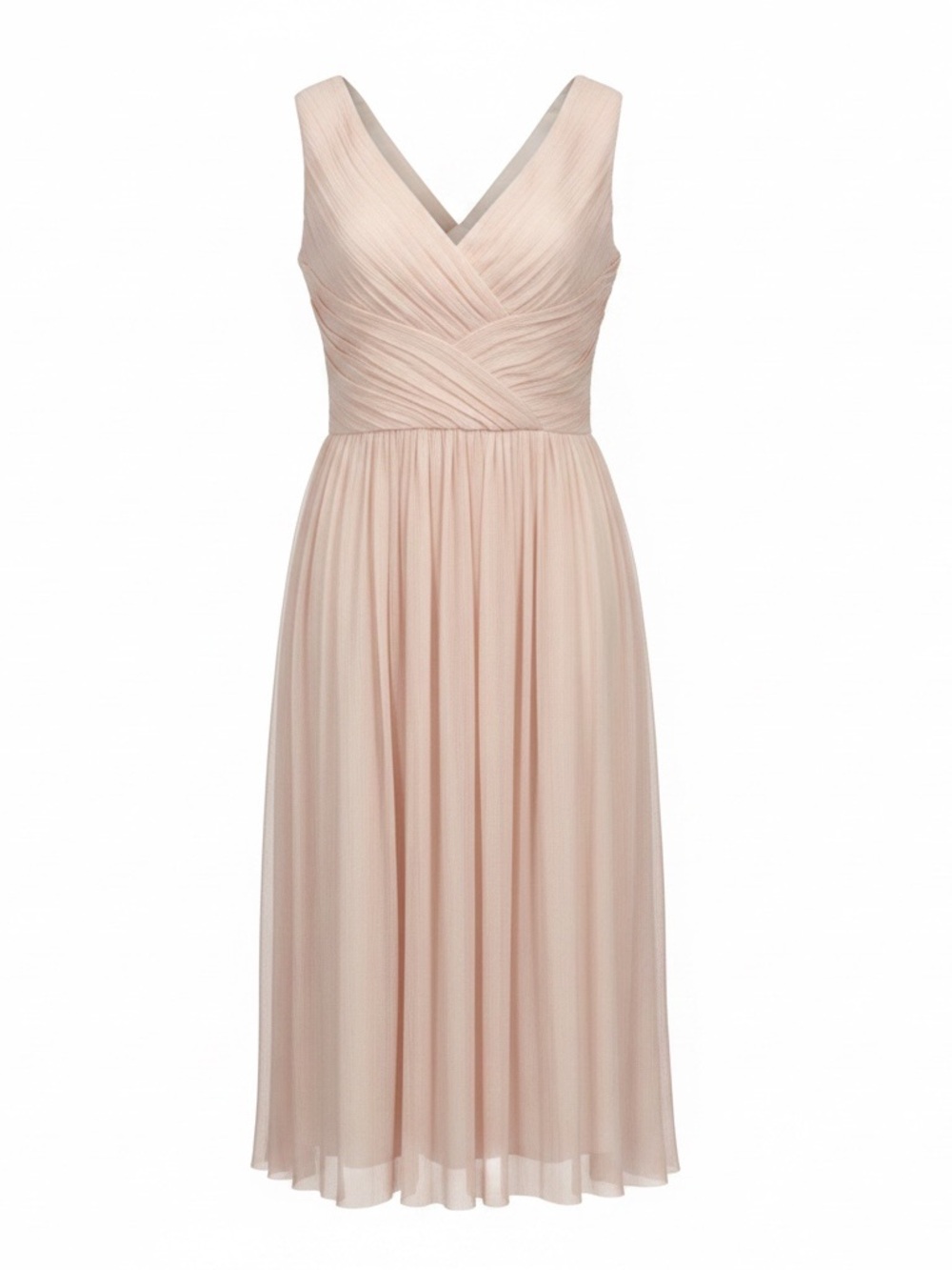 Lusia Beccaria Elegant V-Neck Sleeveless Peach Dress 100% Silk Made in Italy